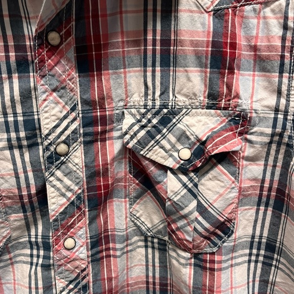 American Eagle Outfitters Red and Blue Plaid Men's Shirt Pearl snap up XL - Picture 2 of 7